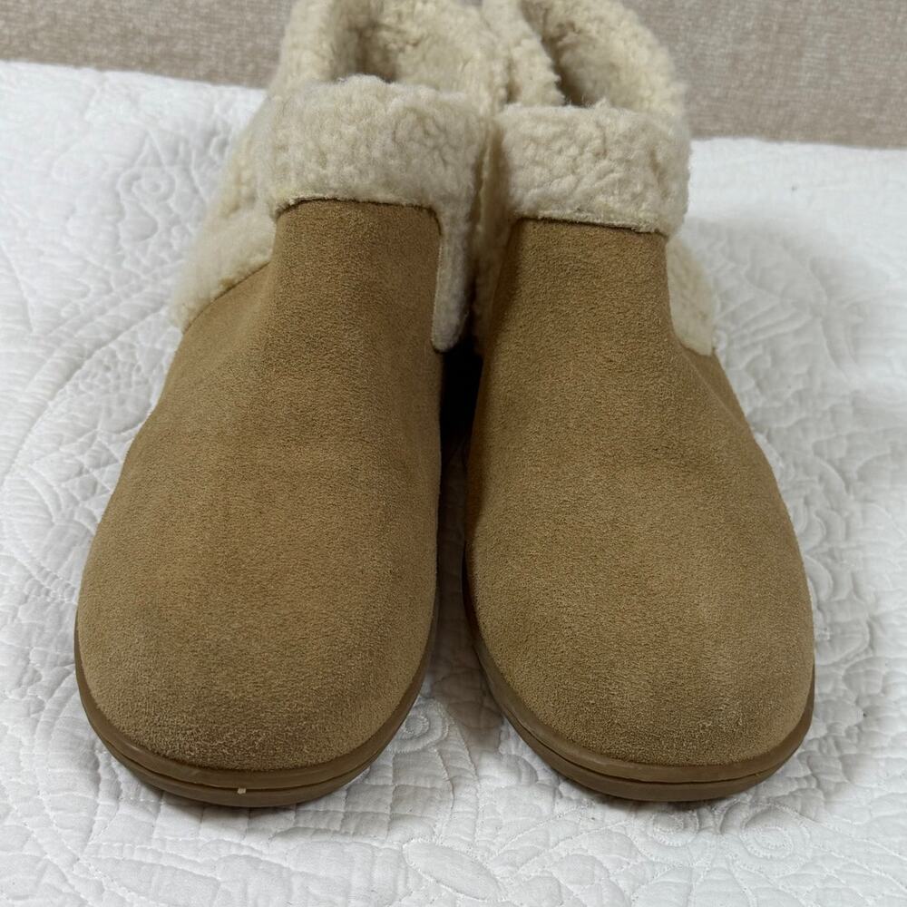 Minnetonka Women’s 11 Tan Lyndy Sherpa Lined Suede House Slippers 400441 Warm - Picture 6 of 10